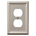 Amertac Chelsea Outlet Wallplate, 478 in L, 318 in W, 1 Gang, Steel, Brushed Nickel, Wall Mounting 149DBN